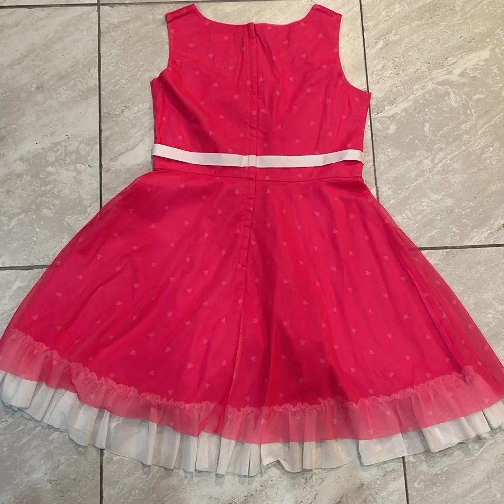 American Girl Vibrant Pink Formal Dress with White Bow - Picture 4 of 5